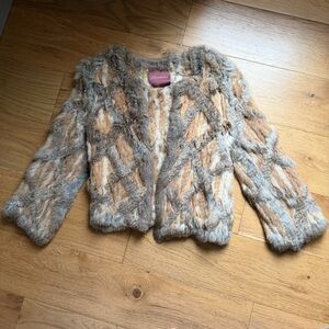 525 America Knit Rabbit Fur Jacket Size XS/S Neiman Marcus